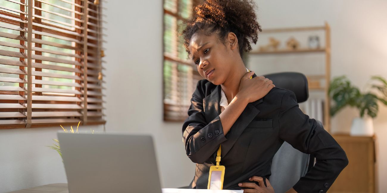 check your posture woman in new river valley with shoulder neck pain looking for physical therapy professional rehab associates radford va